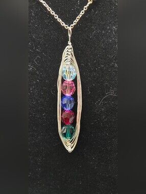 Artisan Wire-Wrapped Crystal Necklace Handmade Multicolor